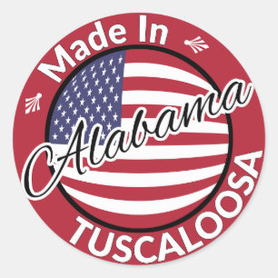 Made in Tuscaloosa Alabama US Flagge Flag Runder Aufkleber