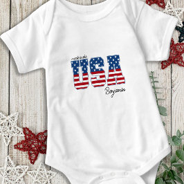 Made in USA American Flag Patriotic 4. Juli Baby Strampler