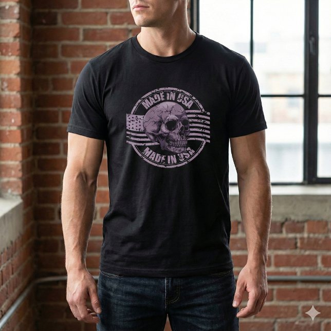 Made in USA Distressed Purple Skull Men's T-Shirt (Von Creator hochgeladen)
