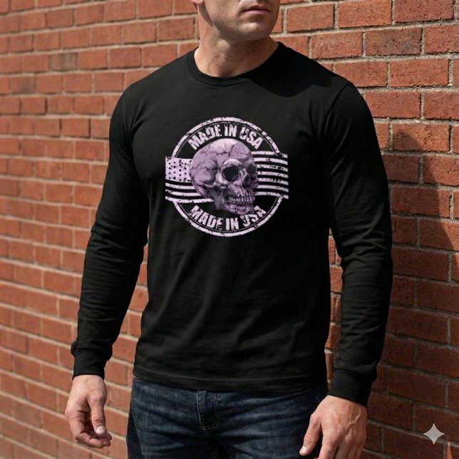 Made in USA Distressed Purple Skull Men's T-Shirt Tri-Blend Shirt (Von Creator hochgeladen)