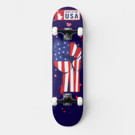 Made in USA Flag Fist Patriotic Complete Skateboard