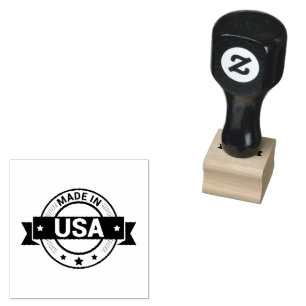 MADE IN USA Gedrucktes Logo Land Tourist Schwarz Gummistempel
