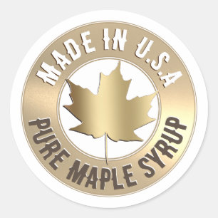 Made in USA Gold Leaf Pure Maple Sirup Mini Label Runder Aufkleber