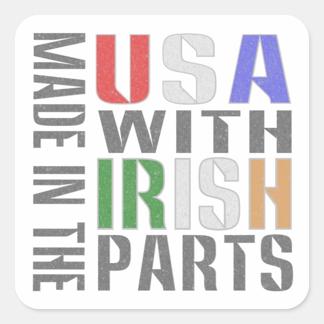 Made in USA Irish Parts Quadratischer Aufkleber (Vorderseite)