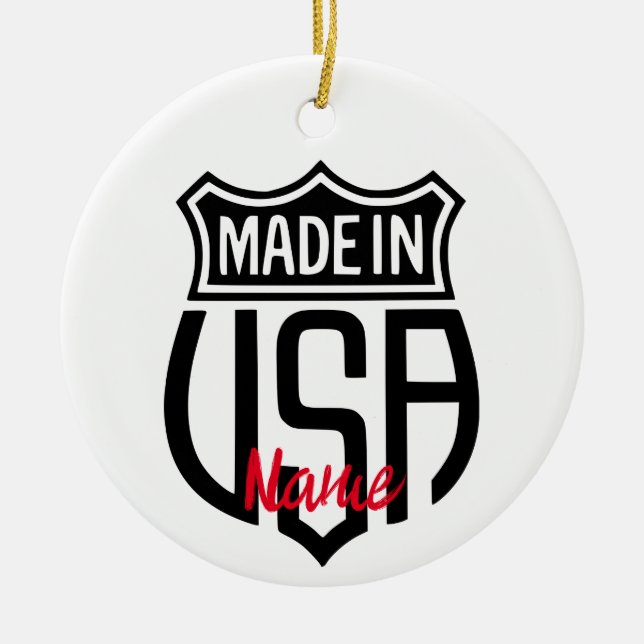 Made in USA Sign Thunder_Cove Keramik Ornament (Vorne)