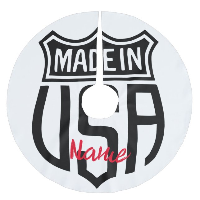 Made in USA Sign Thunder_Cove Polyester Weihnachtsbaumdecke (Vorderseite)