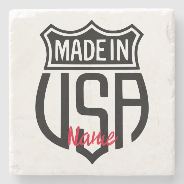 Made in USA Sign Thunder_Cove Steinuntersetzer (Vorderseite)