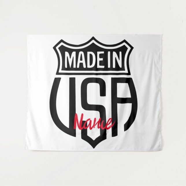 Made in USA Sign Thunder_Cove Wandteppich (Vorderseite (Horizontal))
