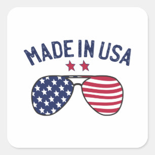 Made in USA United Staaten US Flag Sonnenbrille Quadratischer Aufkleber