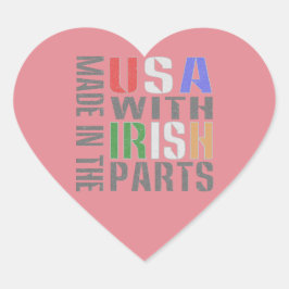 Made in USA with Irish Parts Herz-Aufkleber