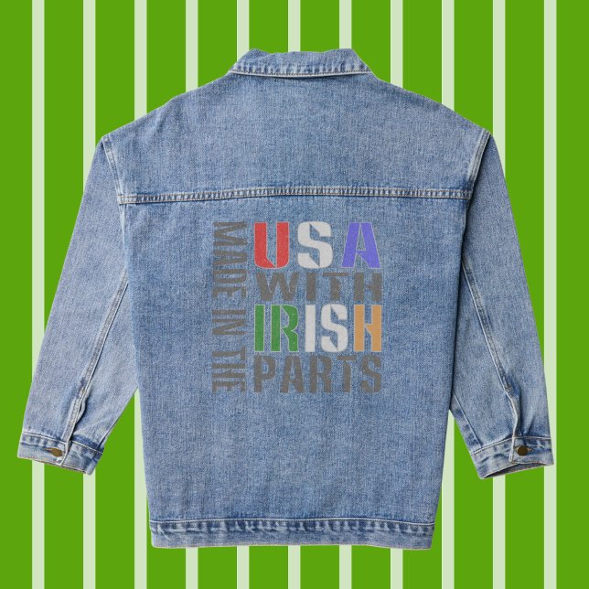 Made in USA with Irish Parts Jeansjacke (Women's denim jacket reads MADE IN THE USA WITH IRISH PARTS.)