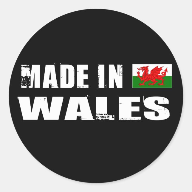 Made in Wales Runder Aufkleber (Vorderseite)