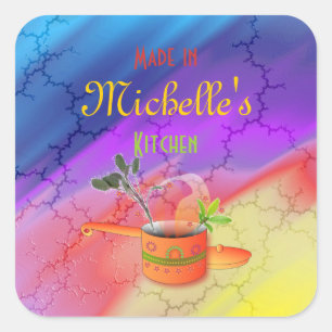 "Made in Your Kitchen" mehrfarbige Vorlage Quadratischer Aufkleber