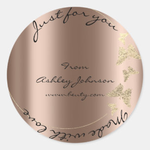 Made Liebe for you name Butterfly Bronze Rose Gold Runder Aufkleber