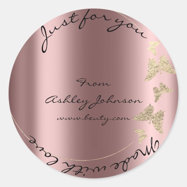 Made Liebe for you name Butterfly Rose Blush Gold Runder Aufkleber (Vorderseite)
