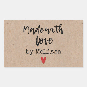 Made mit Liebe Kraft Rechteckiger Aufkleber