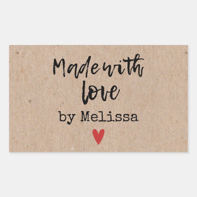 Made mit Liebe Kraft Rechteckiger Aufkleber (Vorderseite)
