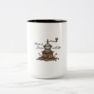 "Made of Dreams and Coffee" Zwei-Tone-Tasse - Kaff Zweifarbige Tasse