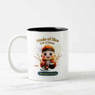 Made of Reis, voller Gewürze - Sushi Day Celebrati Zweifarbige Tasse