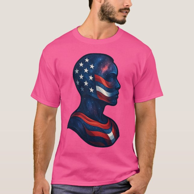 "Made of Stars & Stripes" - Celestial American T-Shirt (Vorderseite)