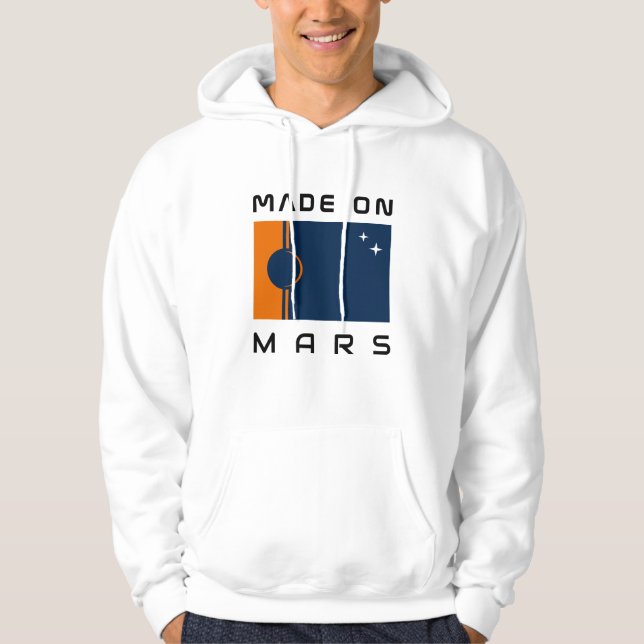 Made on Mars Hoodie mit der Marsianflagge (Vorderseite)