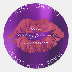 Made with Liebe Amethyst Lila Maroon Makeup Lips Runder Aufkleber