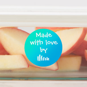 "Made with Liebe by Mama" Aquamarine Personalisier Etiketten