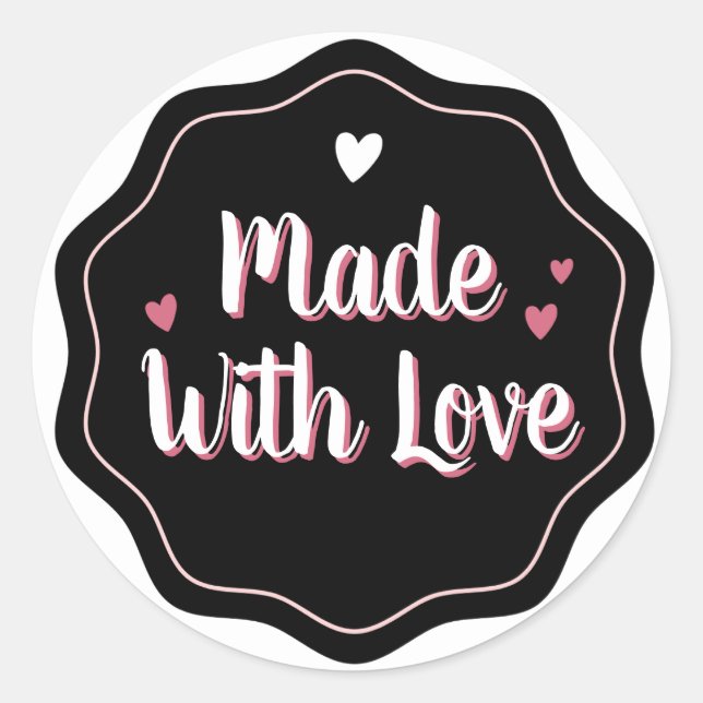 Made with Liebe | Einfache Minimalistische Perfekt Runder Aufkleber (Vorderseite)
