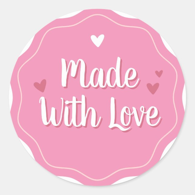 Made with Liebe | Einfache Minimalistische Perfekt Runder Aufkleber (Vorderseite)