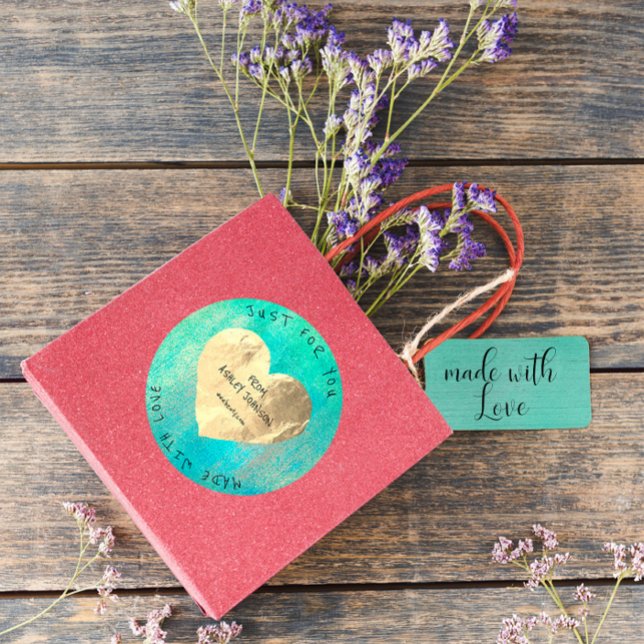 Made with Liebe for you name Ocean Tiffany Gold Runder Aufkleber (Von Creator hochgeladen)