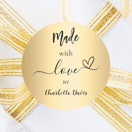 Made with Liebe gold name Runder Aufkleber
