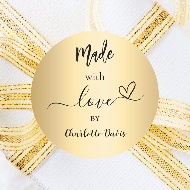 Made with Liebe gold name Runder Aufkleber (Von Creator hochgeladen)