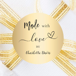 Made with Liebe gold name Runder Aufkleber
