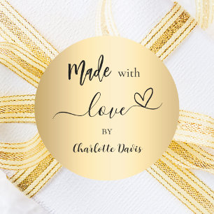 Made with Liebe gold name Runder Aufkleber