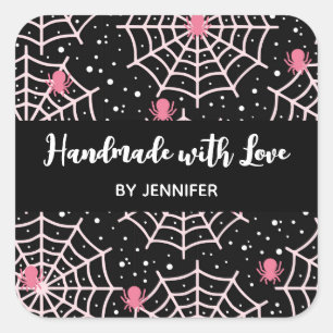 Made with Liebe Halloween Coblies & Spiders Patter Quadratischer Aufkleber