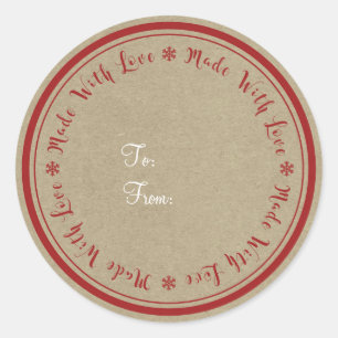 Made with Liebe Handmade Rustic Kraft Christmas Runder Aufkleber