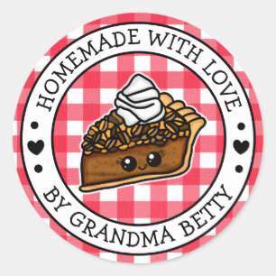 Made with Liebe, hausgemachte Pecan Pie Gift Label Runder Aufkleber