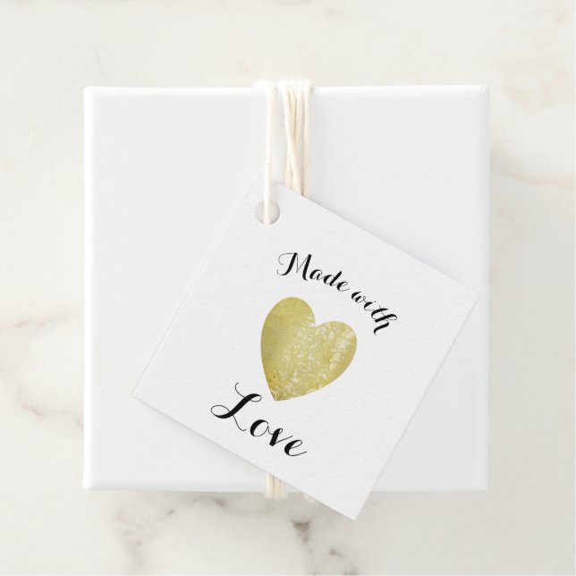 Made with Liebe Heart Briefmarke Imitate Gold Foil Geschenkanhänger (Beispiel)