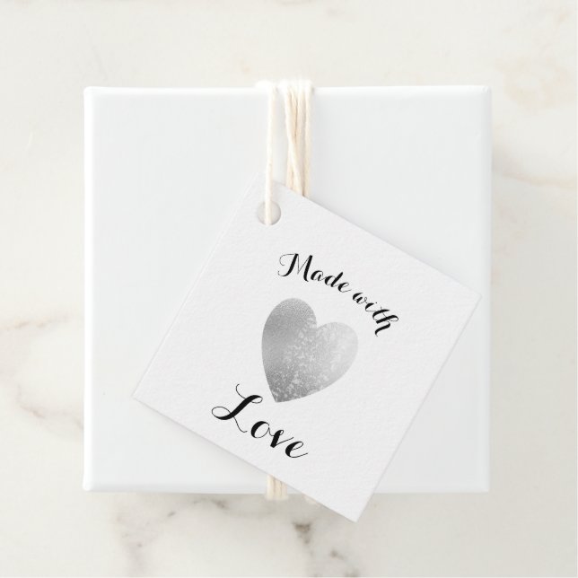 Made with Liebe Heart Briefmarke Imitate Silver Fo Geschenkanhänger (Beispiel)