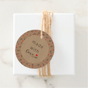 Made with Liebe Heart on Kraft Paper Fevor Tags Geschenkanhänger