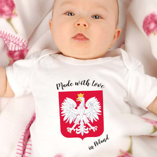 Made with Liebe in Poland / polnischen flagge Baby Strampler