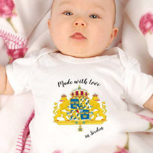 Made with Liebe in Sveden / Swedish Flag Baby Strampler