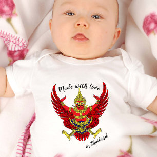 Made with Liebe in Thailand / Thai Fahne Baby Strampler