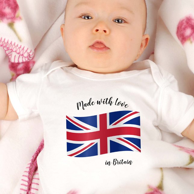 Made with Liebe in United Kingdom / British flagge Baby Strampler (Von Creator hochgeladen)