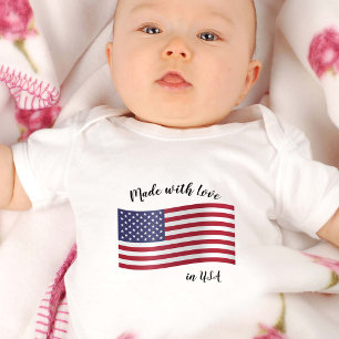 Made with Liebe in USA / American Flag Baby Strampler