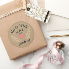 Made with Liebe Individuelle Name Runder Aufkleber