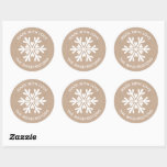 Made with Liebe Kraft Christmas Snowflake Sticker<br><div class="desc">Ein Kraftpapier und ein weißer Schneeflockenaufkleber mit den Worten Made with Liebe. Personalisieren Sie es mit Ihrem Familiennamen oder Firmennamen. Spaß für die hausgemachten oder handgefertigten Weihnachtsnachbarn Leckereien und Geschenke,  oder für Ihr Handwerk. Entworfen für Sie von BlackBerry Boulevard.</div>