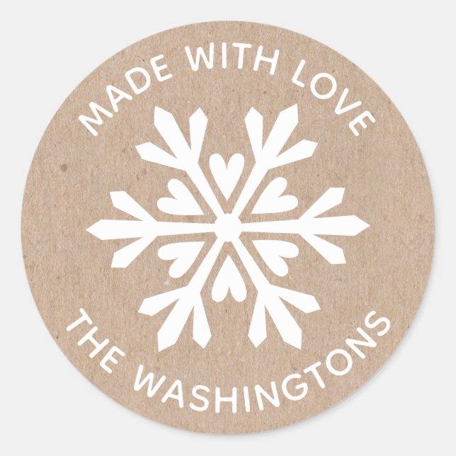 Made with Liebe Kraft Christmas Snowflake Sticker (Vorderseite)