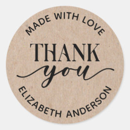 Made with Liebe Kraft Paper Vielen Dank Runder Aufkleber