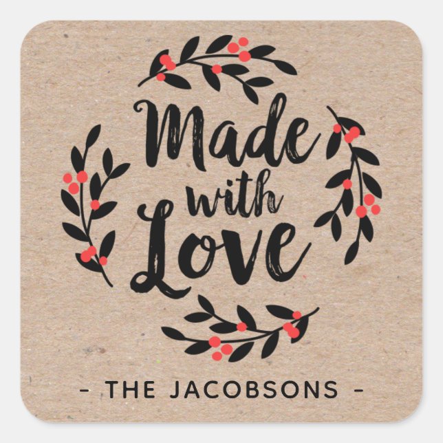 Made with Liebe Kraft Rustic Square Sticker (Vorderseite)
